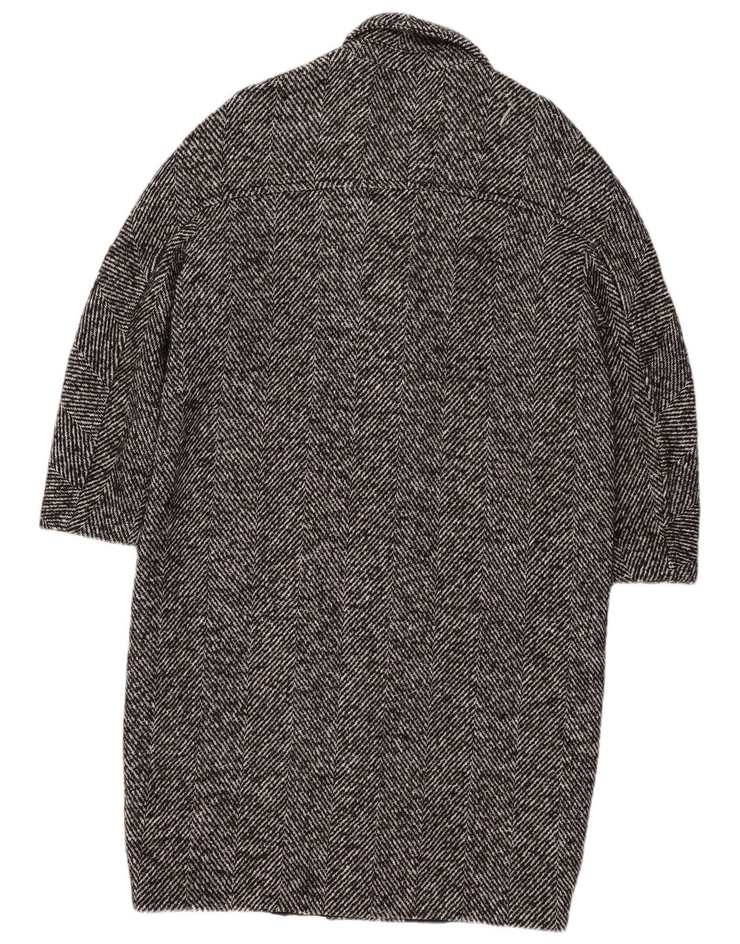 Zara Damen-Mantel mit 3/4-Ärmeln, UK 14, Mittelschwarz, Herringbone-Baumwolle