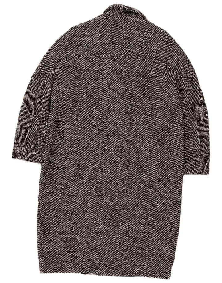 Zara Damen-Mantel mit 3/4-Ärmeln, UK 14, Mittelschwarz, Herringbone-Baumwolle