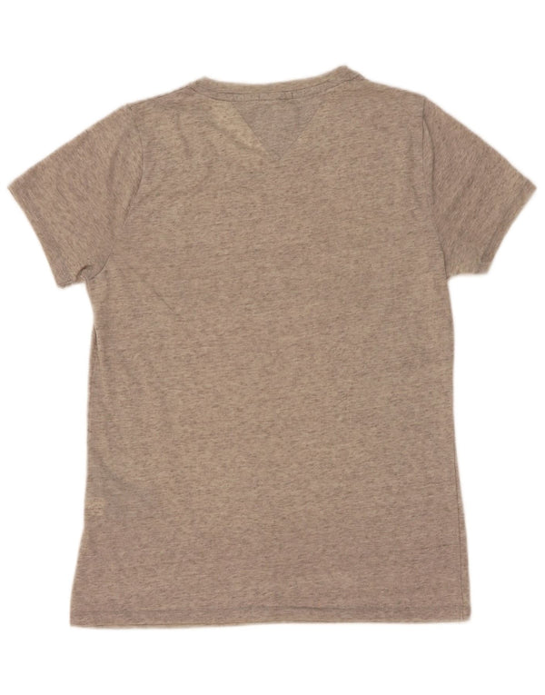 Tommy Hilfiger Damen Grafik-T-Shirt-Oberteil UK 10 Small Grau meliert