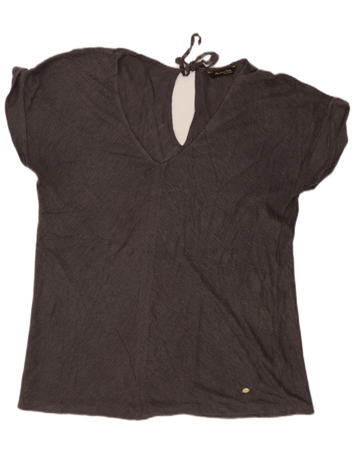 Massimo Dutti Damen Bluse Top UK 16 Large Grau