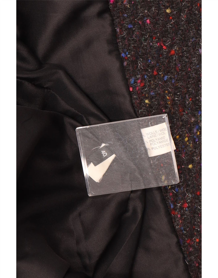 VINTAGE Womens Oversized Overcoat EU 40 Medium Grey Flecked Wool