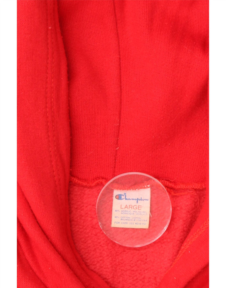 CHAMPION Damen Graphic Hoodie Pullover UK 16 Large Rot Acryl