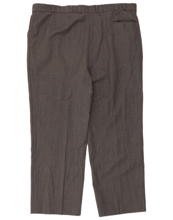 Gerade Herren-Anzughose von Marks & Spencer, W42, L29, grau gestreift, Polyester
