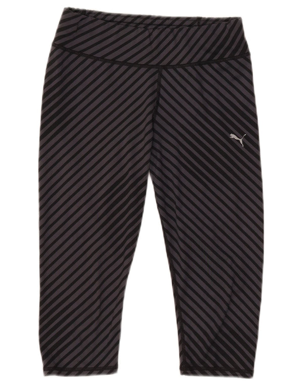 Puma Damen Capri-Leggings UK 12 Mittelgrau gestreiftes Polyester