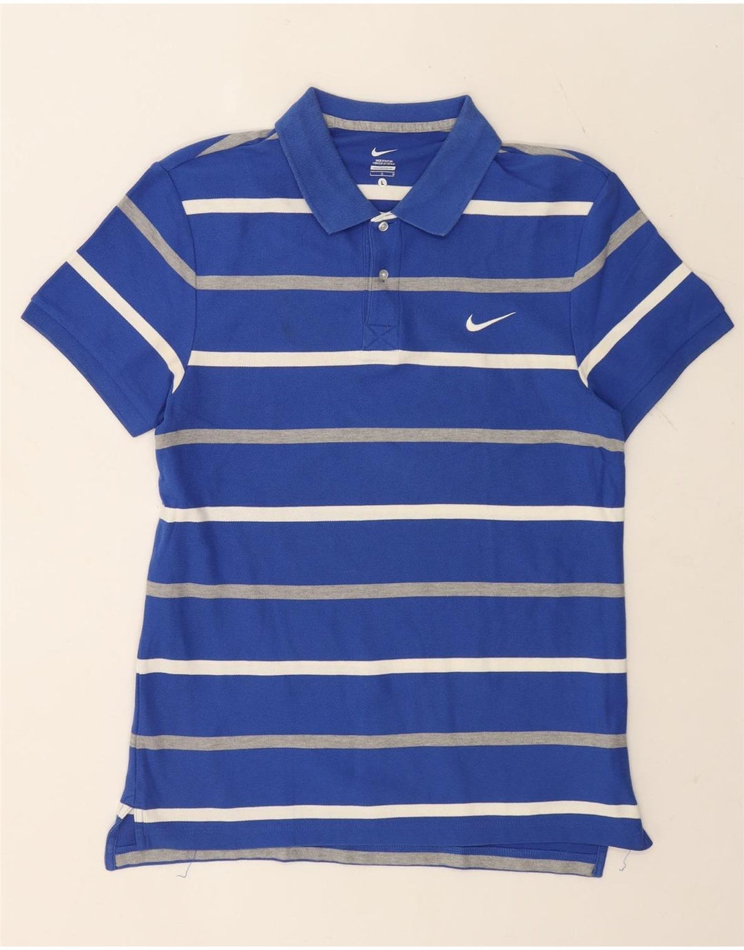 NIKE Herren-Poloshirt, groß, blau gestreift, Baumwolle