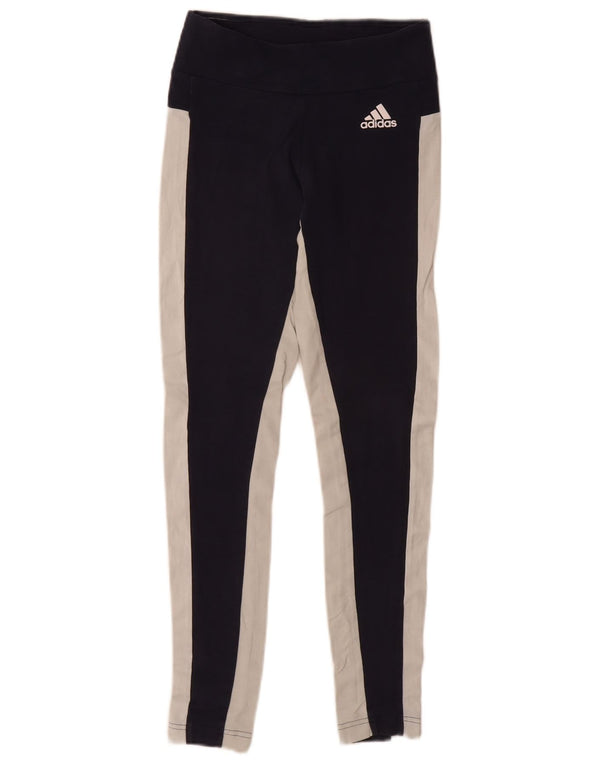 Adidas Damen Graphic Leggings UK 4 XS Marineblau Farbblock