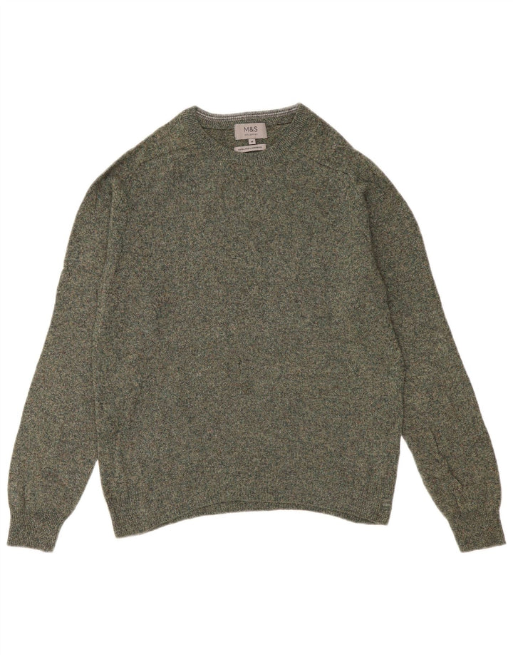 Marks & Spencer Herren-Pullover mit U-Boot-Ausschnitt, Mittelgrün meliert