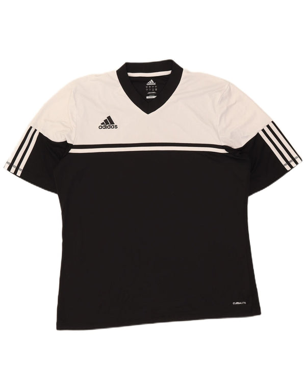 Adidas Herren Climalite T-Shirt Top Large Schwarz Colourblock Polyester