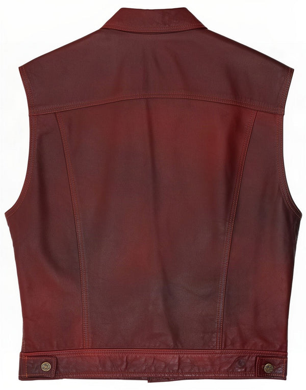 Conbipel Herren Lederweste UK 40 Large Burgundy