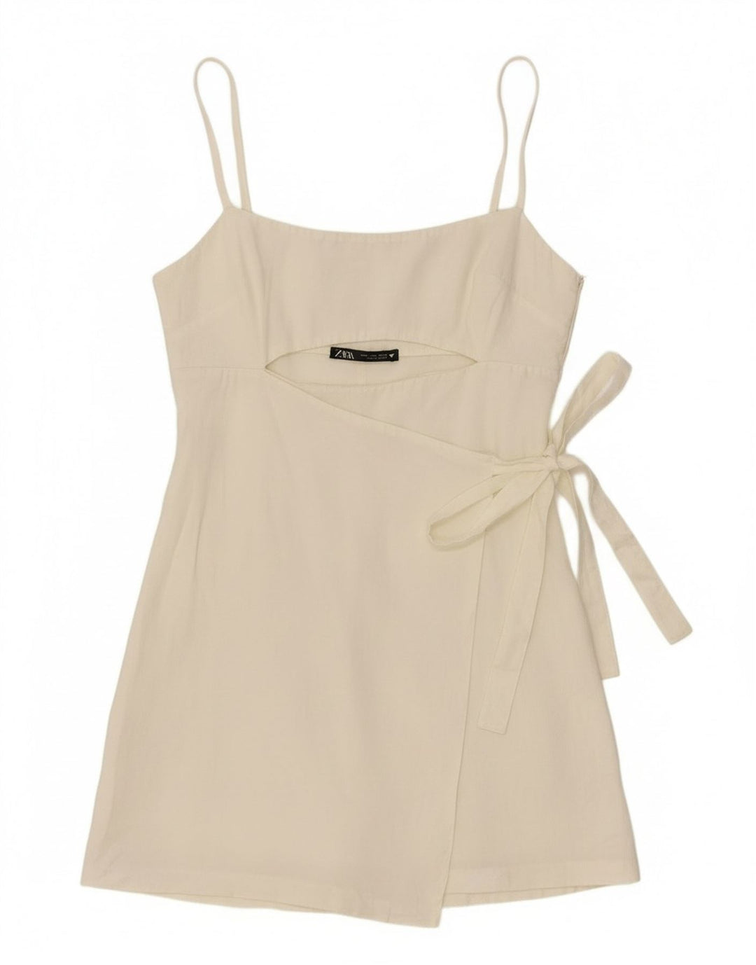 Zara Damen-Tunika-Top mit Bindeband vorne, UK 12, Mittelweiß, Lyocell