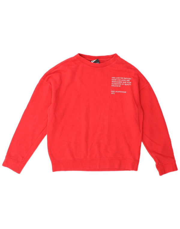Nike Mädchen-Sweatshirt mit Swoosh-Grafik, 12–13 Jahre, Größe L, Rot