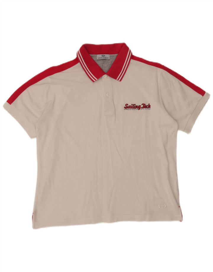 SERGIO TACCHINI Herren-Poloshirt, groß, weiße Colourblock-Baumwolle