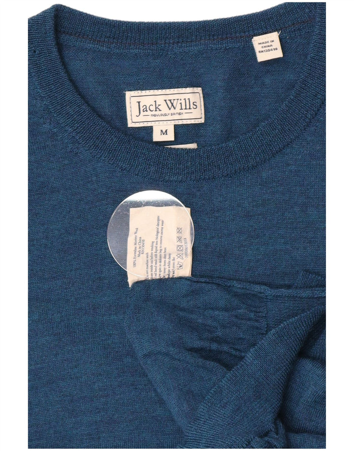 Jack Wills Herren-Pullover mit Rundhalsausschnitt aus mittelblauer Merinowolle