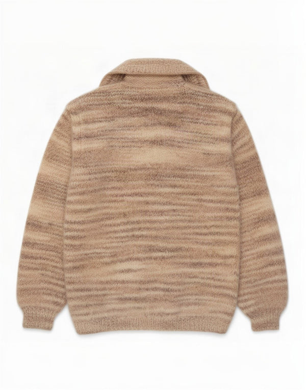 Vintage Damen Cardigan Pullover UK 14 Medium Beige gestreift