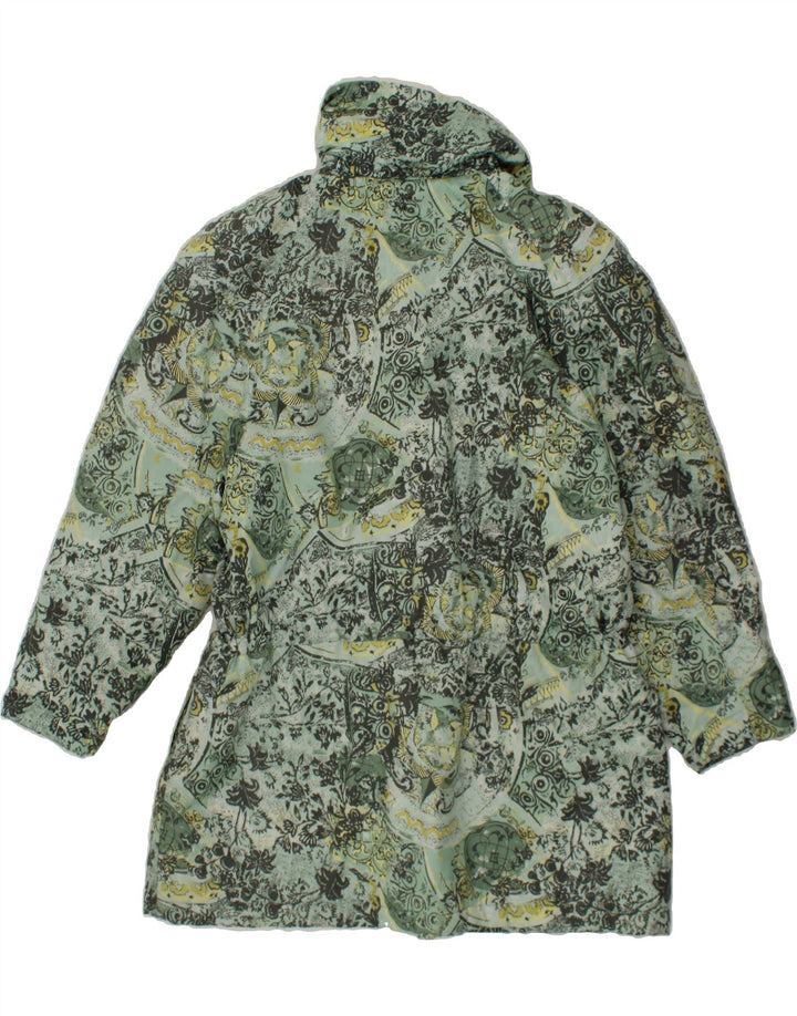 VINTAGE Womens Abstract Pattern Overcoat UK 18 XL Green Polyester Vintage Vintage and Second-Hand Vintage from Messina Hembry 