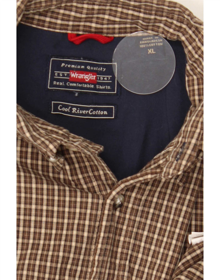 Wrangler Herrenhemd XL, braun kariert, Baumwolle