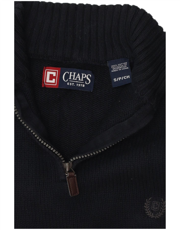 CHAPS Herren-Pullover mit Reißverschluss am Hals, Größe S, marineblaue Baumwolle