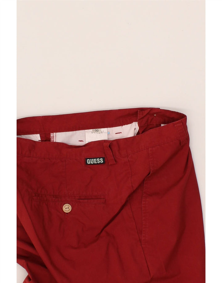 GUESS Womens Straight Cropped Trousers W30 L24 Red Cotton Vintage Guess and Second-Hand Guess from Messina Hembry 