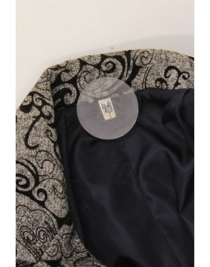 Vintage Damen 3-Knopf-Blazerjacke IT 48 XL Grau Paisley