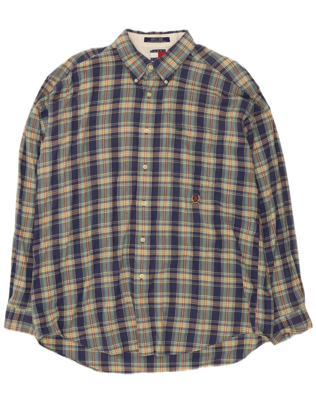 Tommy Hilfiger Herrenhemd XL, blau kariert, Baumwolle