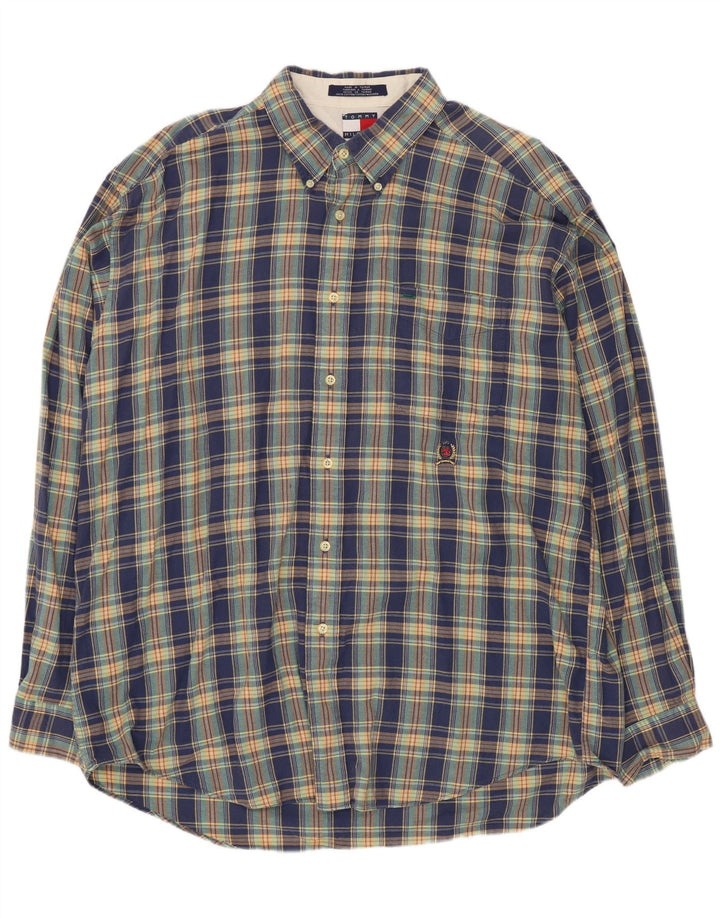 Tommy Hilfiger Herrenhemd XL, blau kariert, Baumwolle