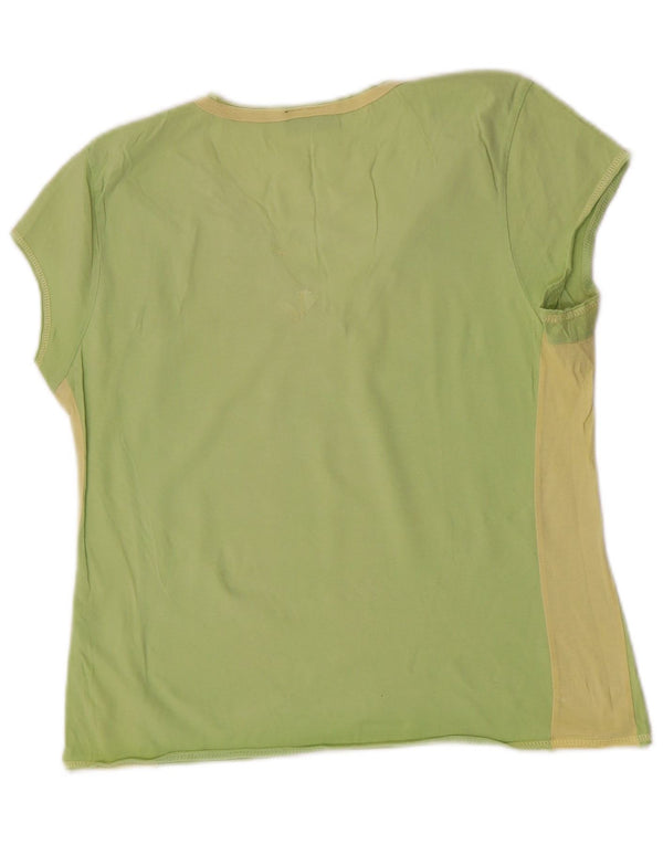 Wrangler Womens Graphic T-Shirt Top UK 14 Große grüne Colourblock-Baumwolle