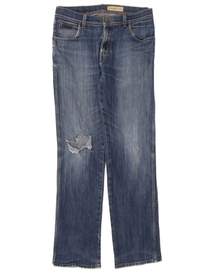 Wrangler Damen Texas Stretch Distressed Straight Jeans W32 L32 Blaue Baumwolle