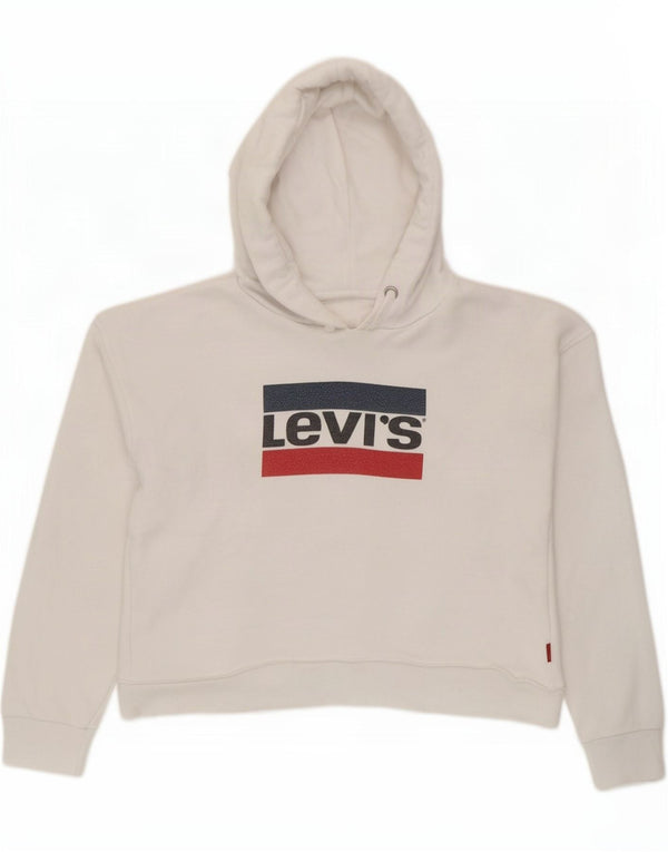 Levi's Crop Graphic Hoodie-Pullover für Mädchen, 11–12 Jahre, weiße Baumwolle