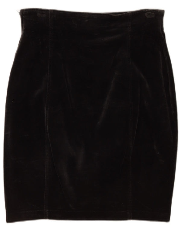 Trussardi Damen Samt-Bleistiftrock IT 46 Large W32 Schwarze Baumwolle