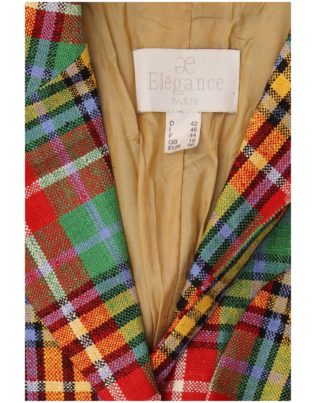 Elegance Paris Damen-Blazer-Jacke, UK 16, groß, mehrfarbig, kariert