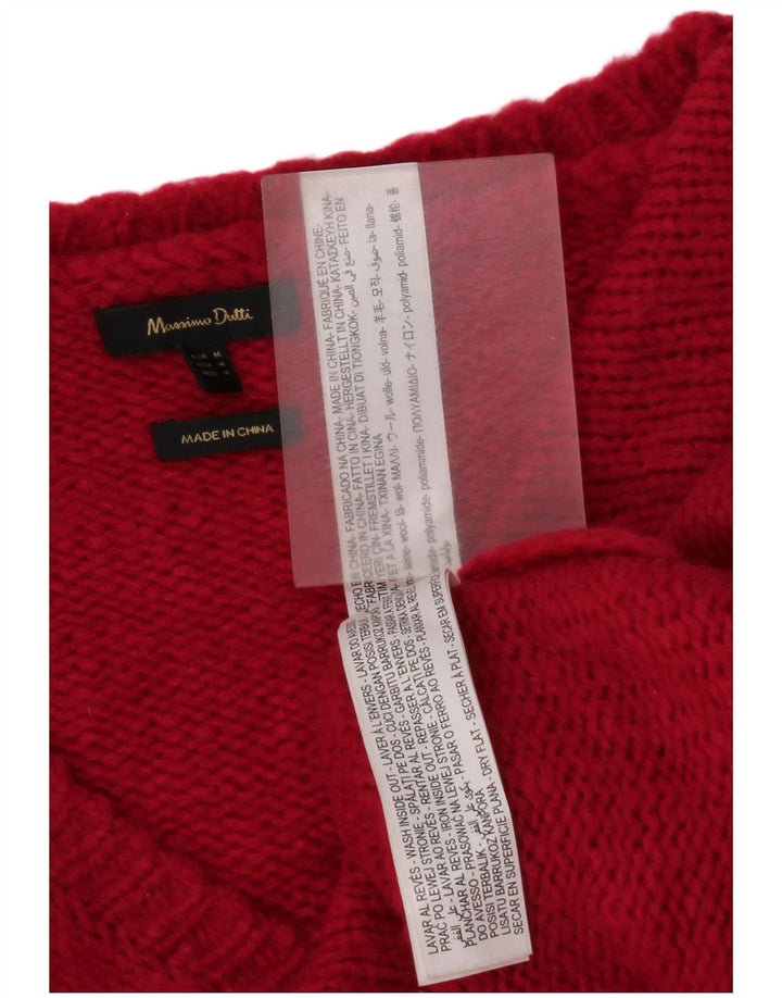 Massimo Dutti Damen-Pullover mit 3/4-Ärmeln und V-Ausschnitt, Gr. 14, Mittelrosa