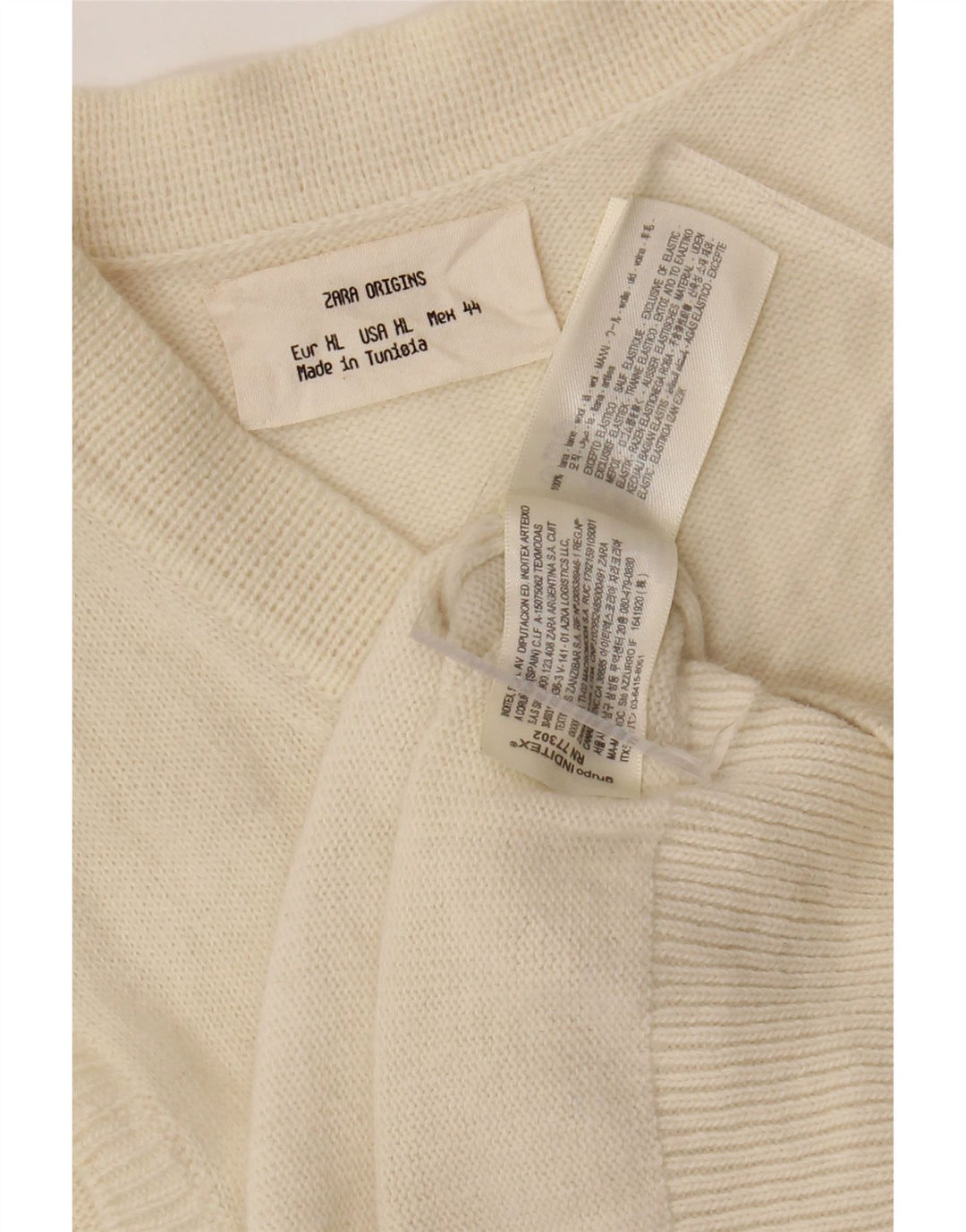Zara Damen Weste Tank Top UK 18 XL Off White Wool