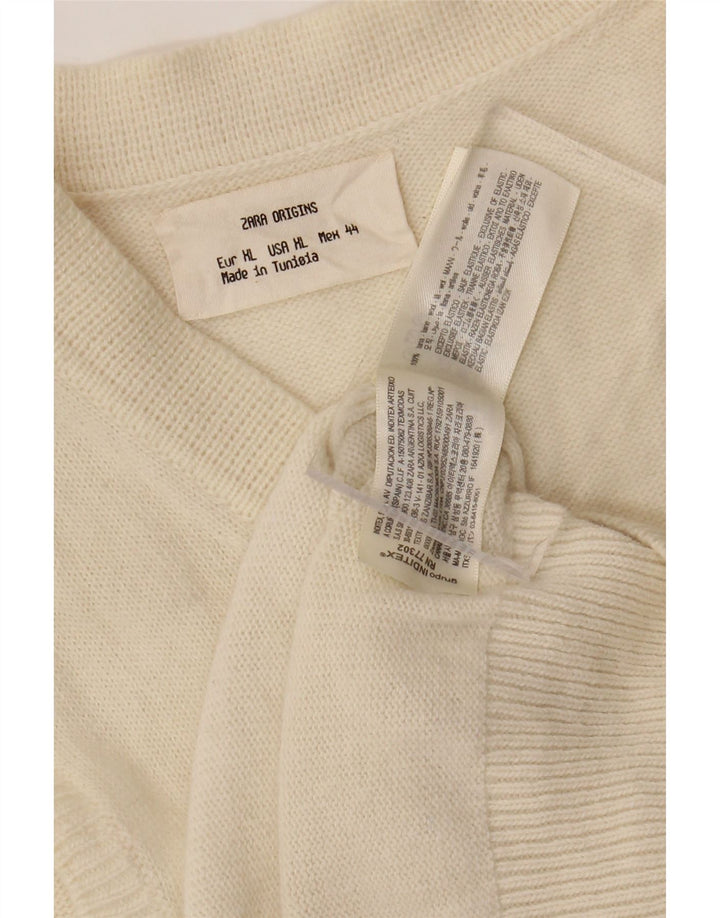 Zara Damen Weste Tank Top UK 18 XL Off White Wool