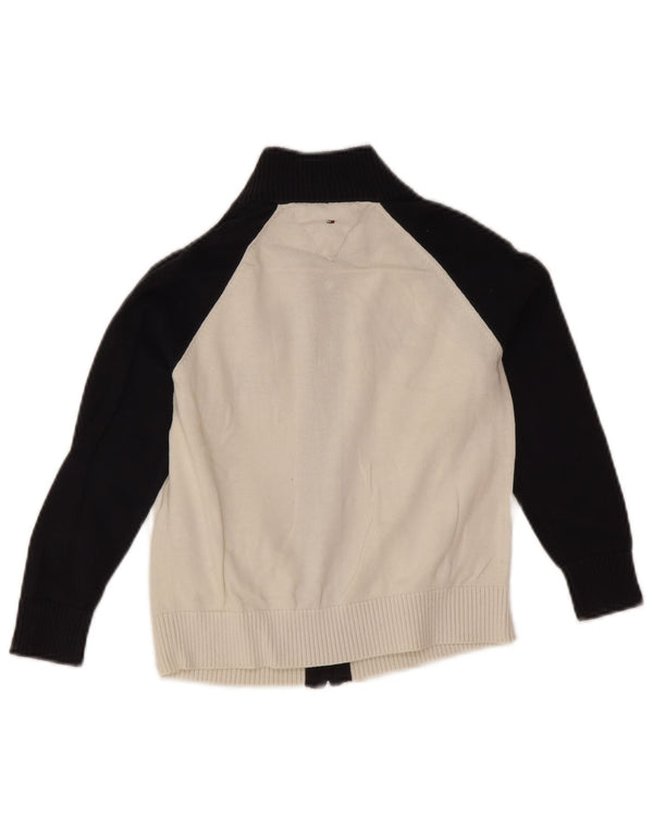 Tommy Hilfiger Strickjacke für Jungen, 4–5 Jahre, gebrochenes Weiß, Farbblock