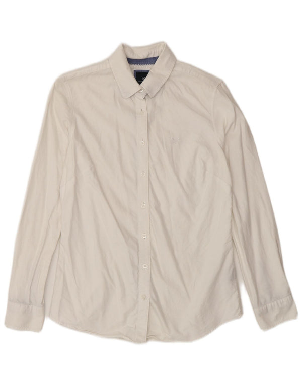 CREW CLOTHING Damen-Hemd mit klassischer Passform, UK 8, Größe S, weiße Baumwolle