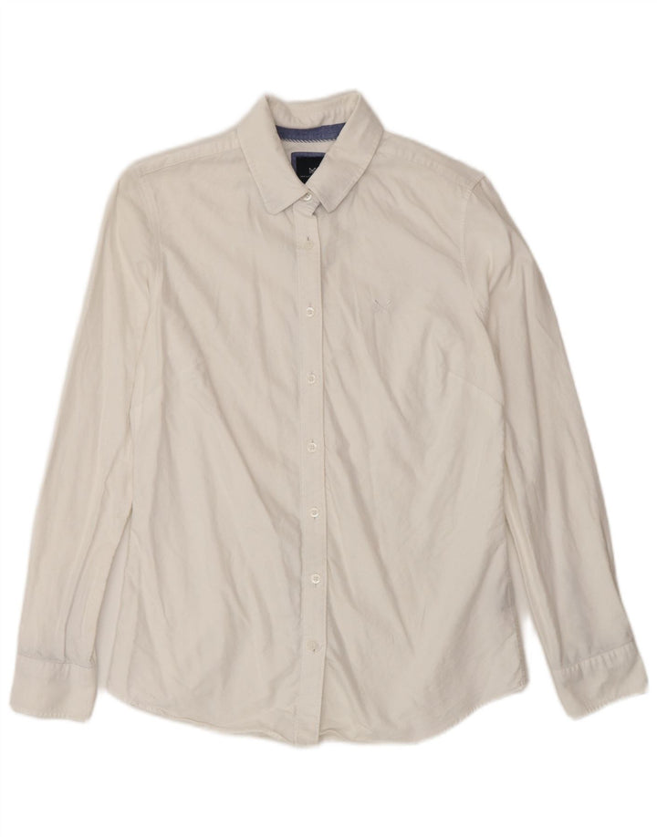 CREW CLOTHING Damen-Hemd mit klassischer Passform, UK 8, Größe S, weiße Baumwolle