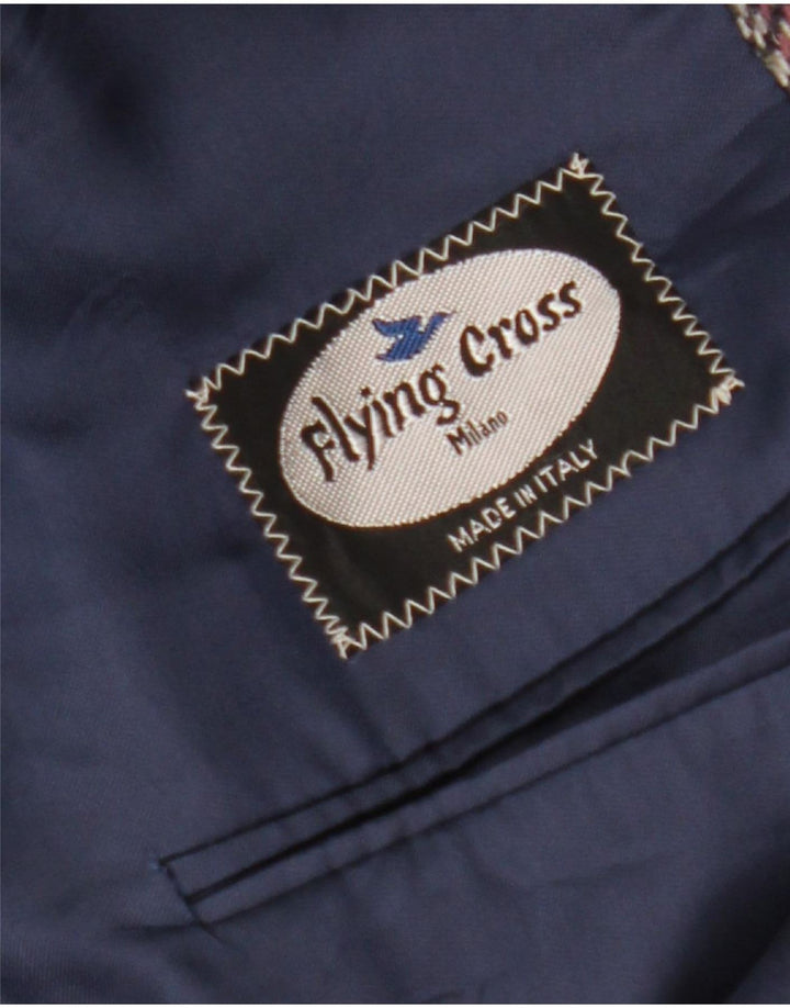 Vintage Herren Blazer Jacke IT 50 Große mehrfarbige Fischgrätenwolle
