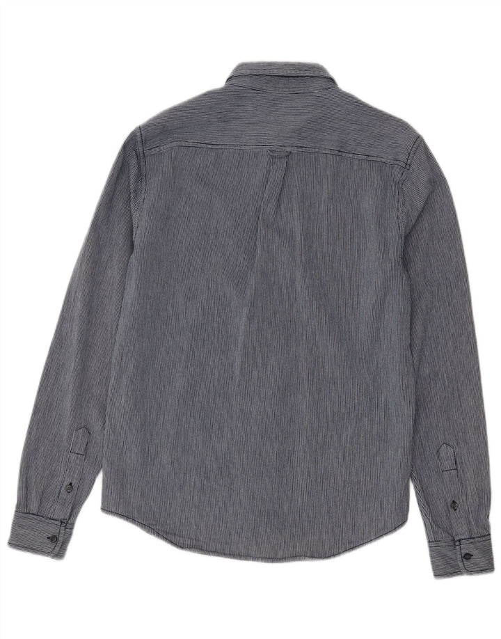 Superdry Herren-Hemd mit normaler Passform, mittelblaue Nadelstreifen-Baumwolle