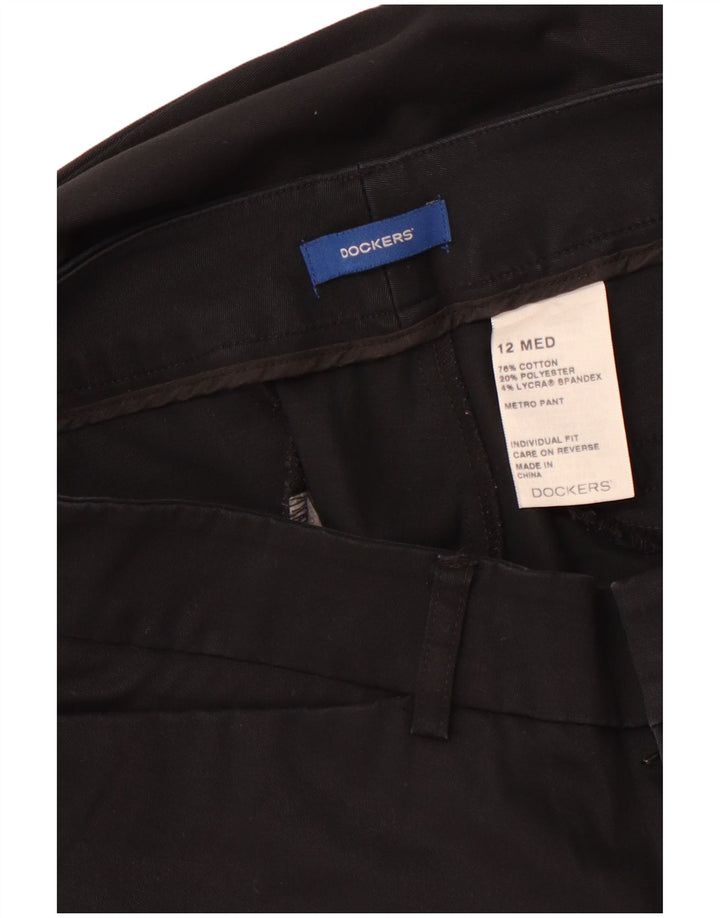 DOCKERS Gerade Freizeithose für Damen, US 12, Größe L, W32, L29, schwarze Baumwolle
