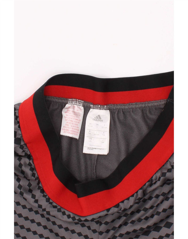 Adidas Sportshorts für Jungen, 13–14 Jahre, graues geometrisches Polyester