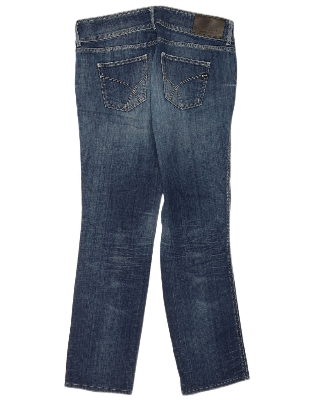 Gas Damen Distressed Straight Jeans W32 L30 Blaue Baumwolle