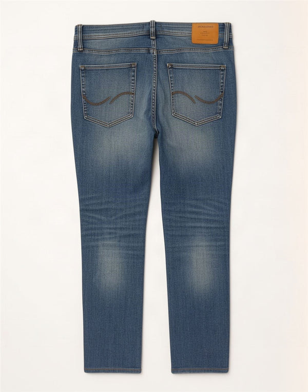 Jack & Jones Herren verkürzte Slim-Jeans W34 L26 Blaue Baumwolle