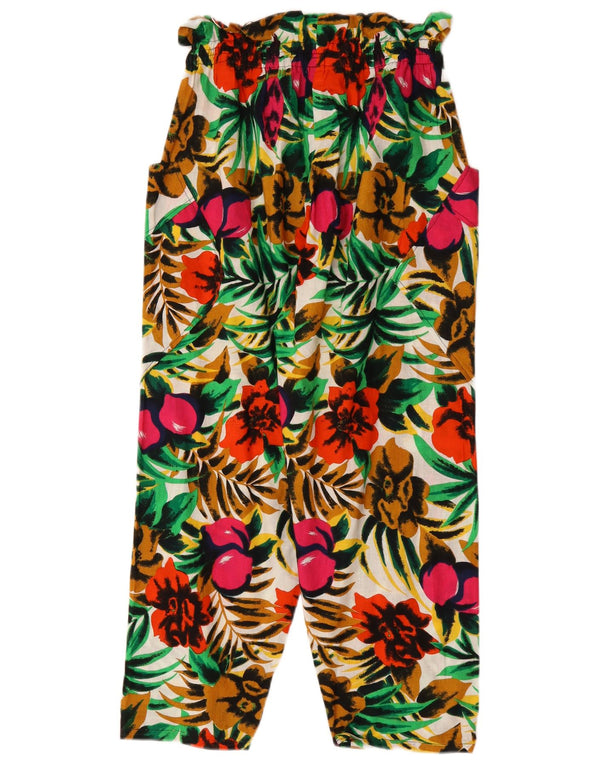Vintage Damen Hose mit hoher Taille, abgeschnitten, W26, L23, mehrfarbig, Blumenmuster