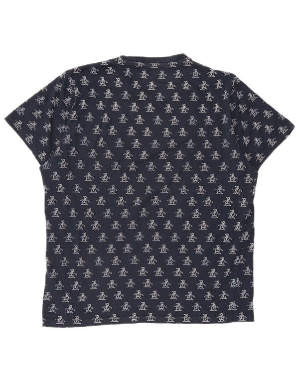 Penguin Mens Graphic T-Shirt Top Large Navy Blue Cotton