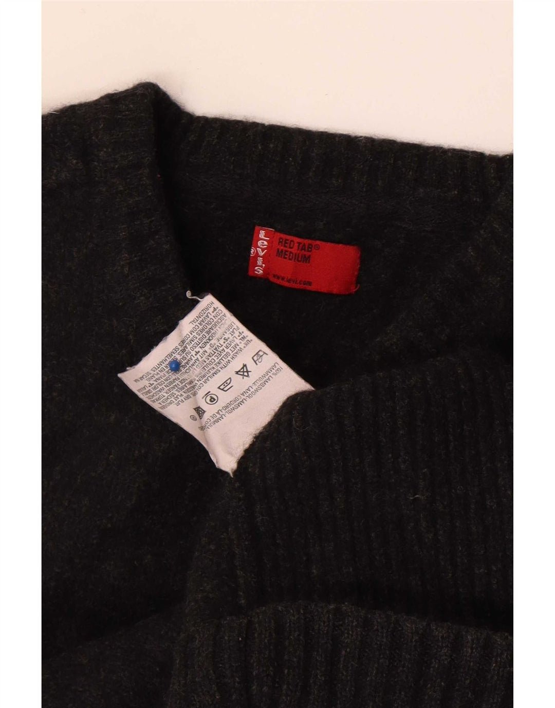 Levi's Herren-Pullover mit V-Ausschnitt aus mittelschwarzer Lammwolle