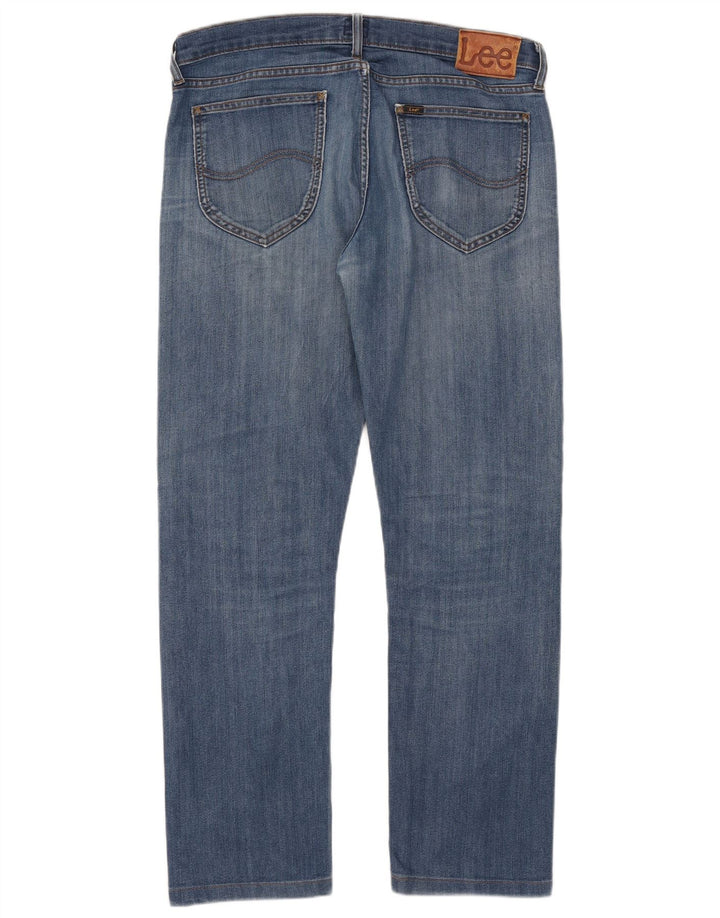 Lee Damen Daren Straight Jeans W34 L29 Blaue Baumwolle
