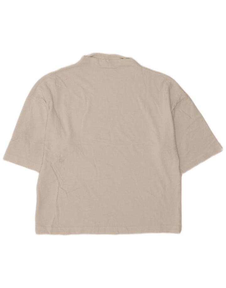 Übergroßes T-Shirt-Oberteil von Zara für Damen, UK 10, Größe S, weiße Baumwolle