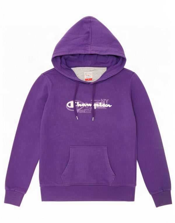 Champion Damen Heritage Fit Graphic Hoodie Pullover UK 14 Medium Purple