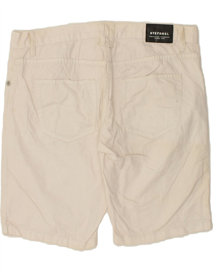 STEFANEL Mens Denim Shorts IT 50 Large W34  White Cotton Vintage Stefanel and Second-Hand Stefanel from Messina Hembry 