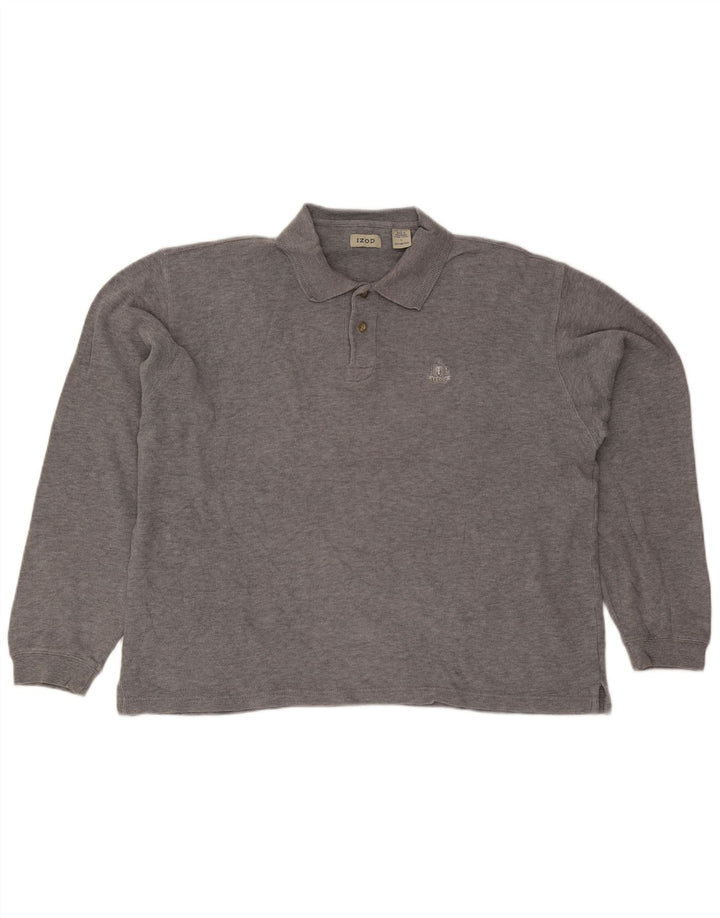 Izod Herren-Langarm-Poloshirt, große graue Baumwolle